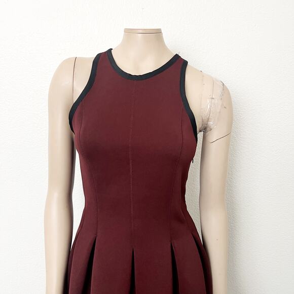 [T Alexander Wang] Maroon Racerback Neoprene Fit and Flare Mini Dress Sz Large L - Picture 4 of 10